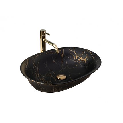 Rea ROMA BLACK MARBLE MATT keramické umývadlo na dosku matné 56 x 40 cm U5609